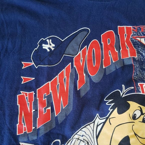 New York Yankees Vintage 1994 Flintstones Double Sided Print Shirt Size XL RARE - Picture 8 of 12